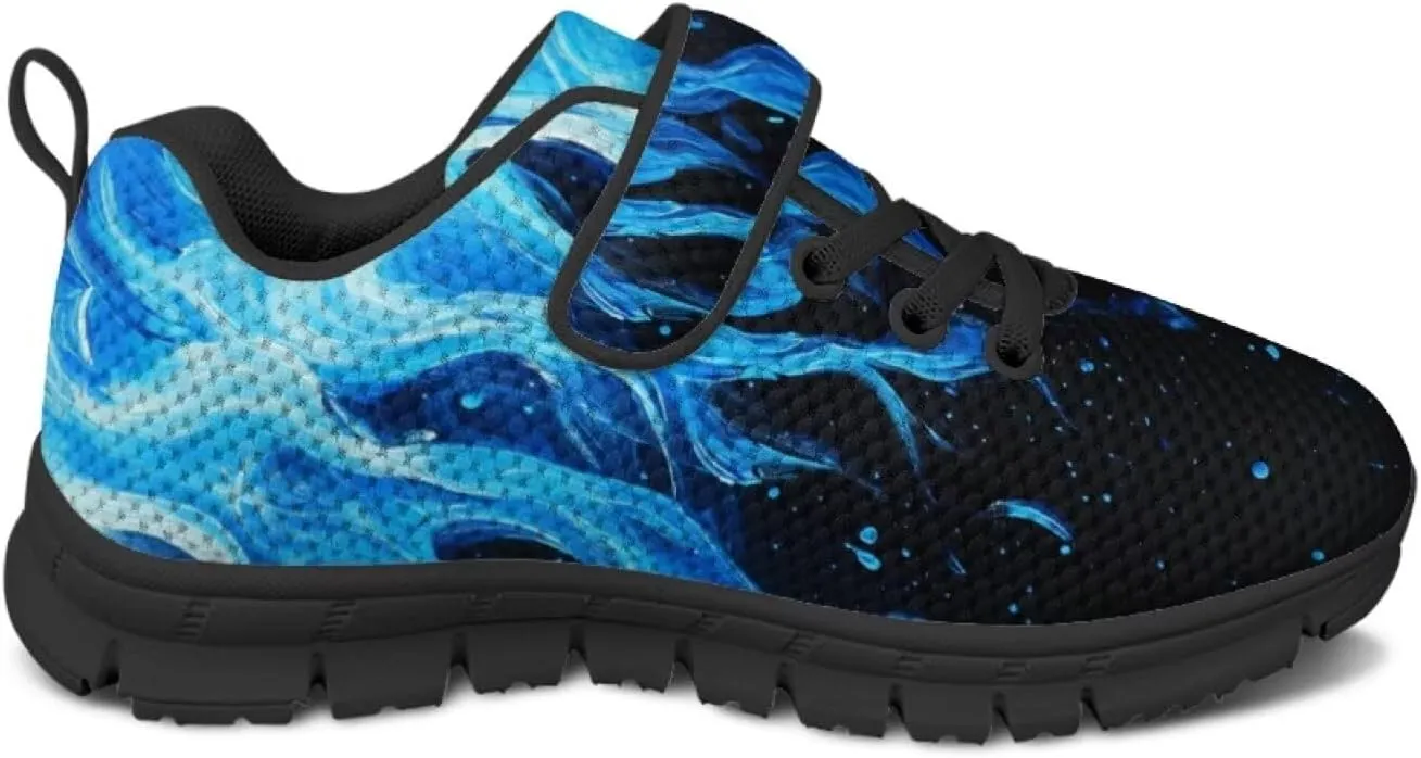 Kids Sneakers Boys Cool Print Running Tennis Shoes Lightweight Breathable Sport Athletic Shoes with One Strap