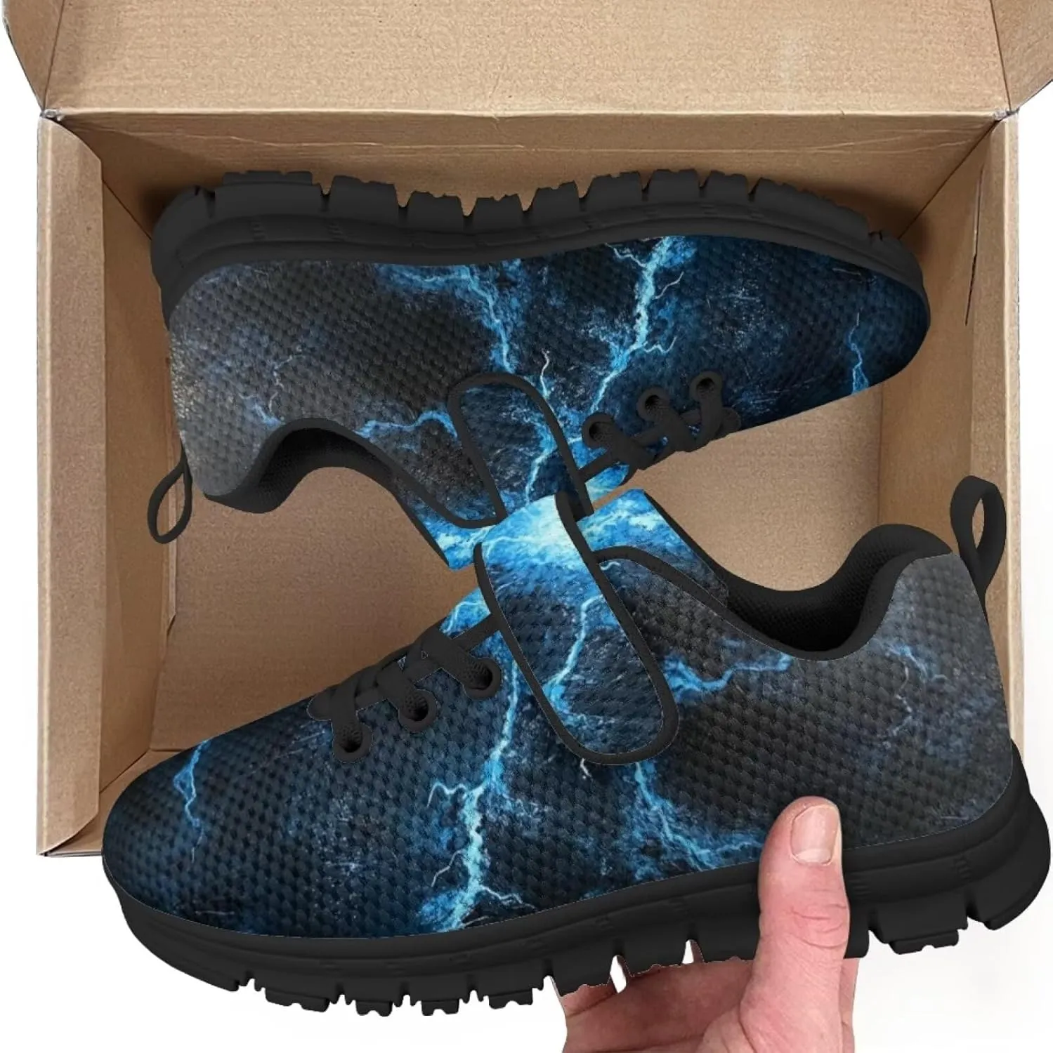 Kids Sneakers Boys Cool Print Running Tennis Shoes Lightweight Breathable Sport Athletic Shoes with One Strap