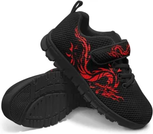 Kids Sneakers Boys Cool Print Running Tennis Shoes Lightweight Breathable Sport Athletic Shoes with One Strap