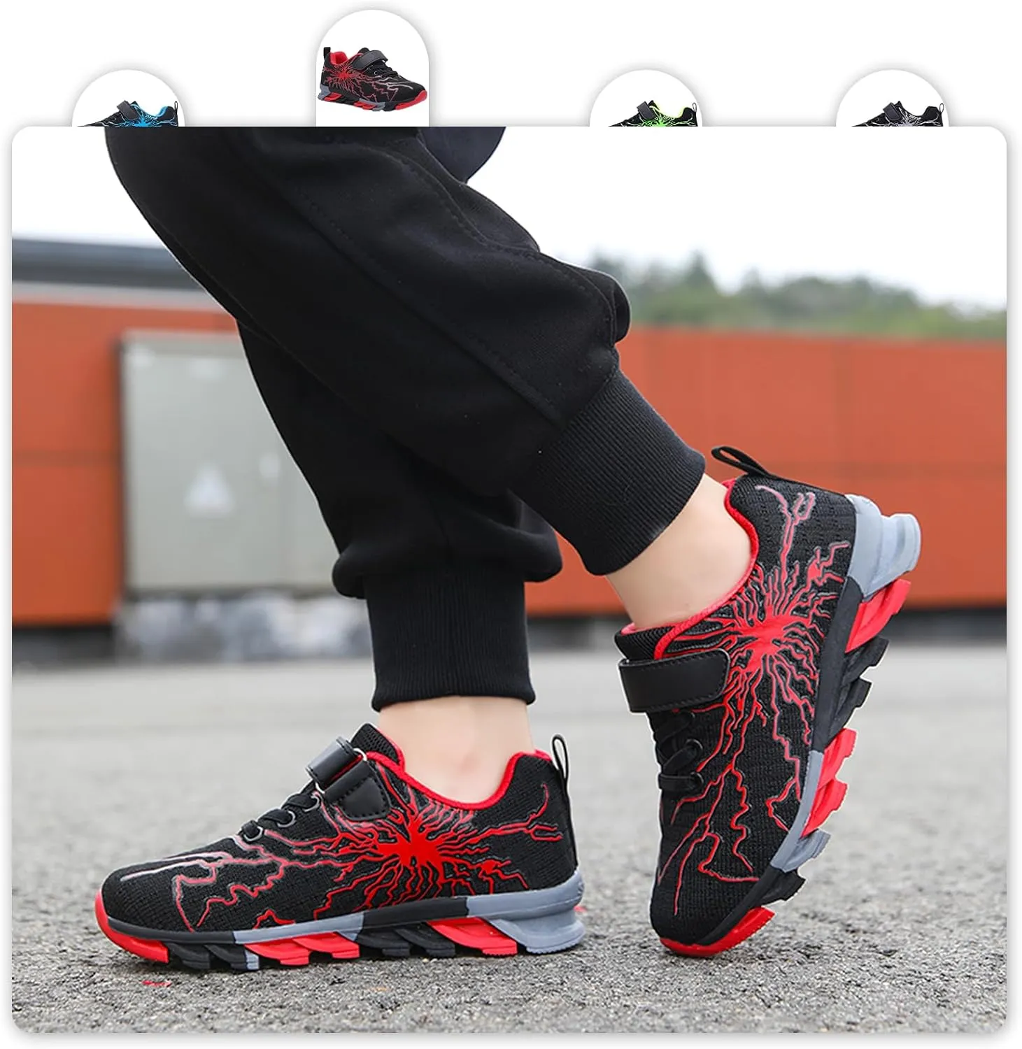 Kids Sneakers for Boys Girls Cool Pattern Athletic Running Tennis Shoes for Little Kid Big Kid