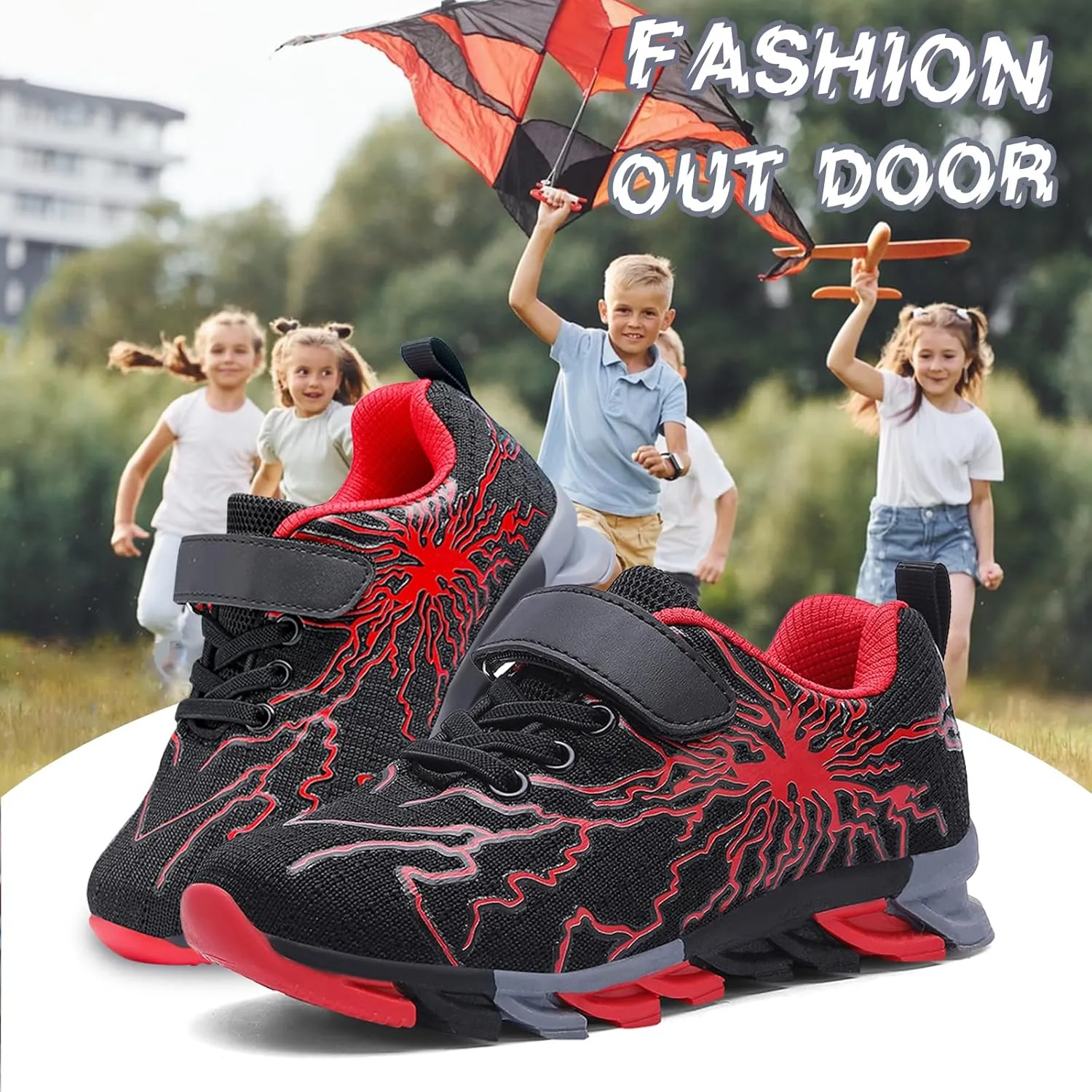 Kids Sneakers for Boys Girls Cool Pattern Athletic Running Tennis Shoes for Little Kid Big Kid