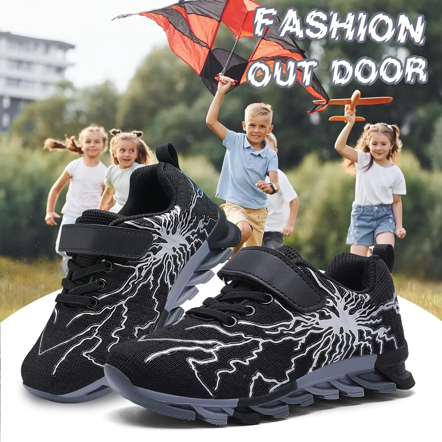 Kids Sneakers for Boys Girls Cool Pattern Athletic Running Tennis Shoes for Little Kid Big Kid