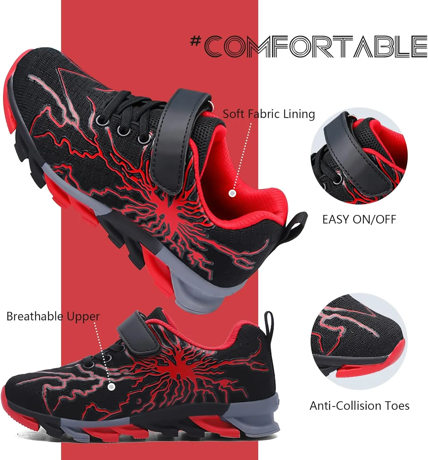 Kids Sneakers for Boys Girls Cool Pattern Athletic Running Tennis Shoes for Little Kid Big Kid