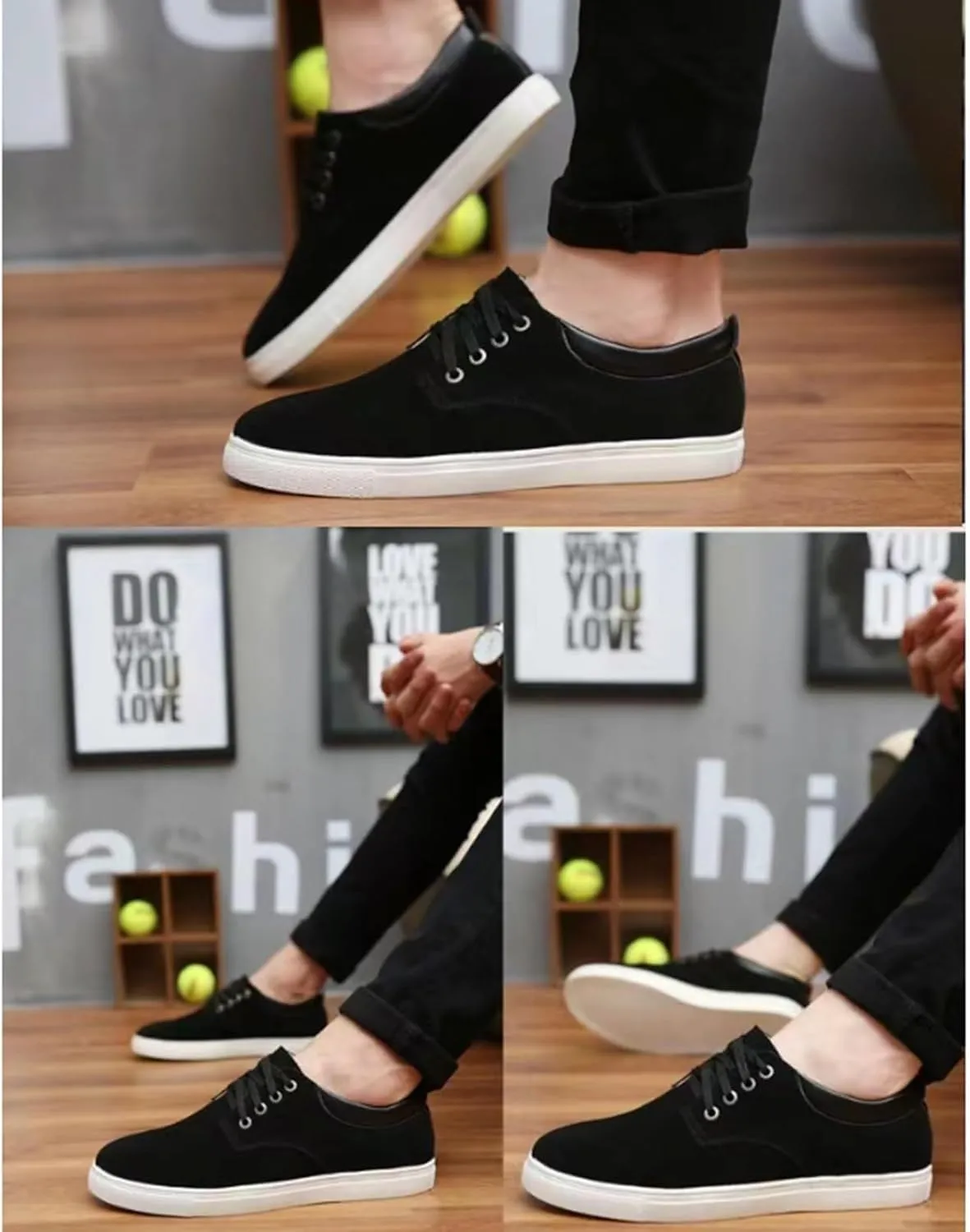 KtEli Men's Sneakers Lace-Up Lightweight Casual Walking Shoes，Mens Canvas Shoes Classic Men's Canvas Sneakers Low Top Shoes，Lace up Comfortable Skate Casual Shoes (Color : Black, Size : 38)