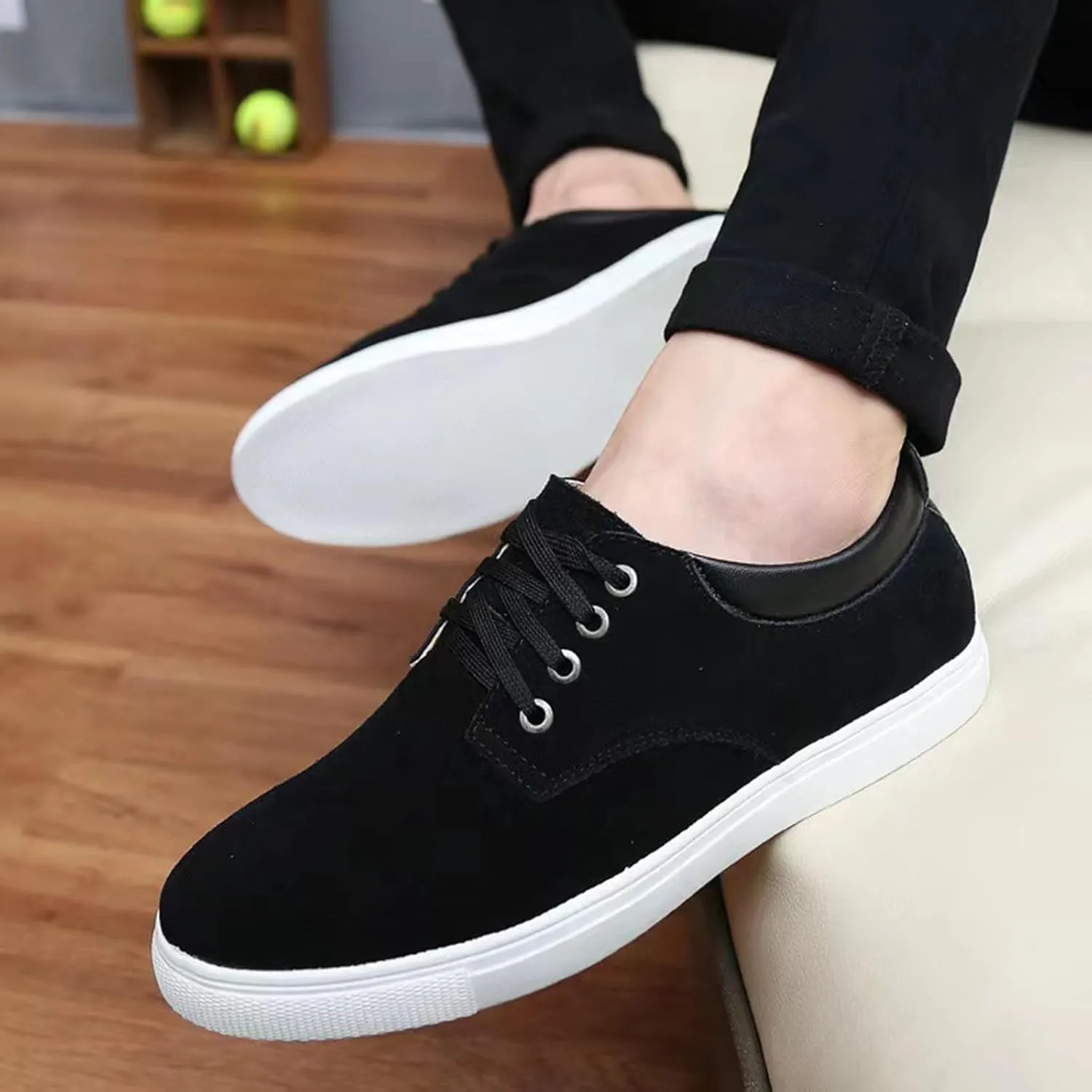 KtEli Men's Sneakers Lace-Up Lightweight Casual Walking Shoes，Mens Canvas Shoes Classic Men's Canvas Sneakers Low Top Shoes，Lace up Comfortable Skate Casual Shoes (Color : Black, Size : 38)