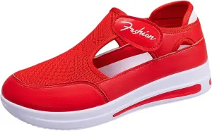 Ladies Platform Sneakers Slip on No Lace Breathable Cutout Walking Running Shoes Comfortable Tennis Shoes Non Slip Casual Womens Outdoor Sport Sneakers