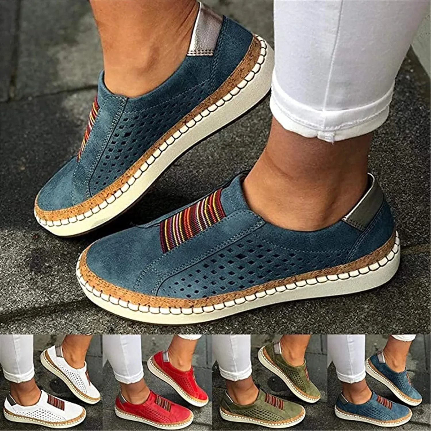 Ladmiple Shoes For Women Sneakers Slip Ons Low Top Casual Walking Canvas Shoes Dressy Summer Fashion Flats Loafers
