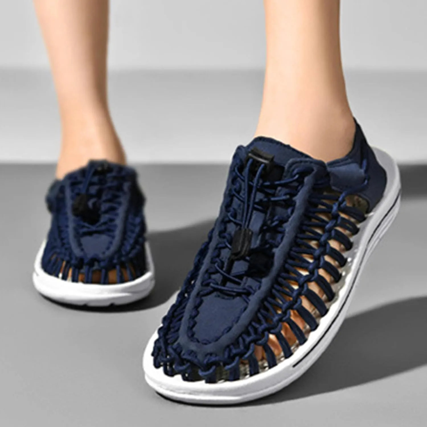 Large Size Unisex Rope Sport Sandals Men's Fisherman Shoes Women's Hand-Woven Shoes Comfortable Couple Lightweight Beach Sandals