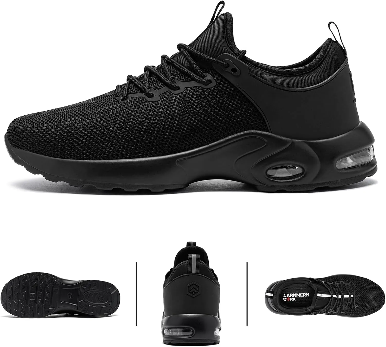 LARNMERN Steel Toe Waterproof Air Shoes Men Slip On Work Sneakers Comfortable Lightweight Construction Shoe