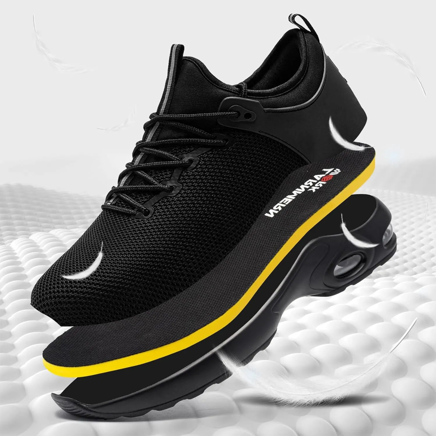 LARNMERN Steel Toe Waterproof Air Shoes Men Slip On Work Sneakers Comfortable Lightweight Construction Shoe