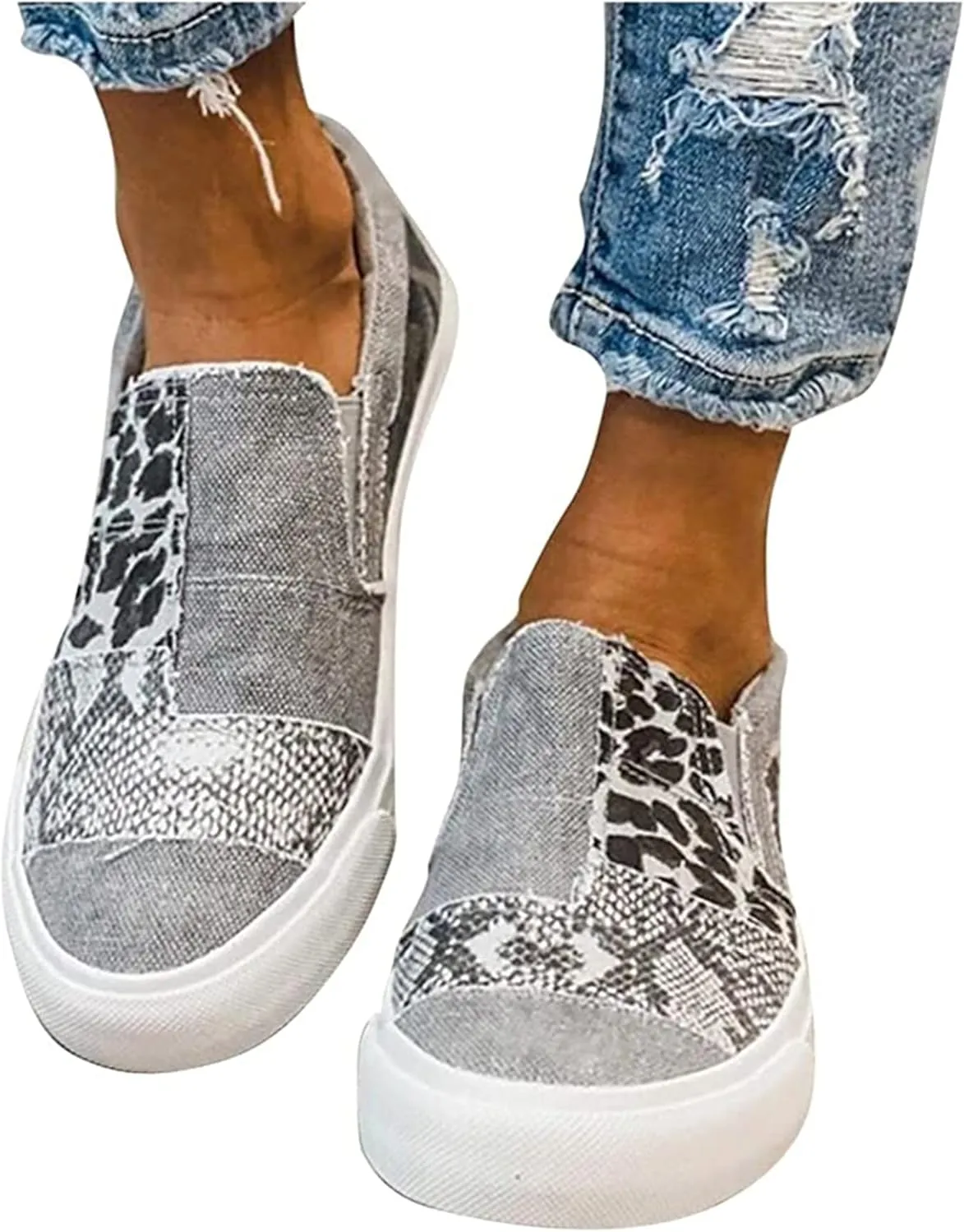 Lausiuoe Shoes For Women Flats Comfortable Dressy Women Comfortable Casual Fashion Sneakers Walking Shoes Classic Fall Lightweight Soft Breathable Slip On Low Top Canvas Flat Loafers