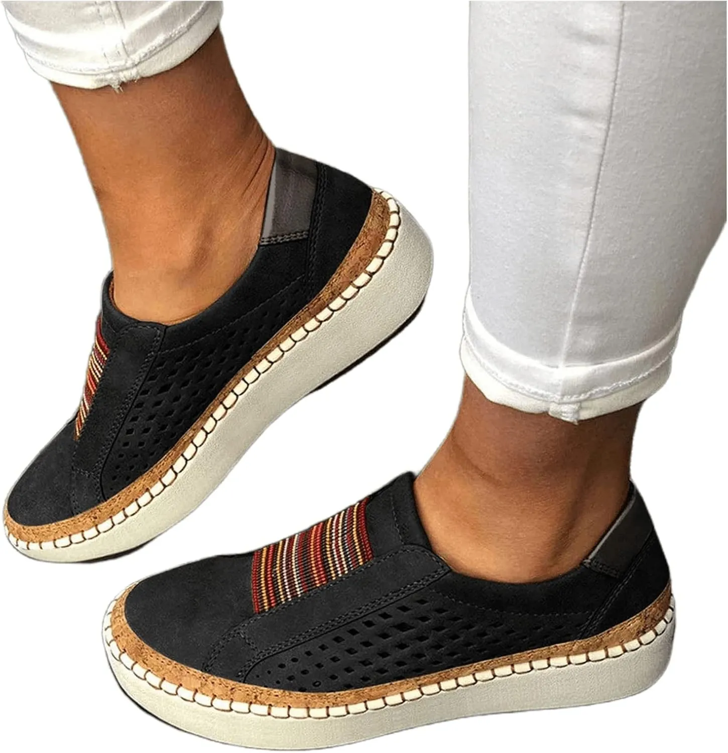 Lausiuoe Sneakers For Women Slip On Comfortable Casual Fashion Walking Shoes Classic Soft Breathable Canvas Flat Loafers