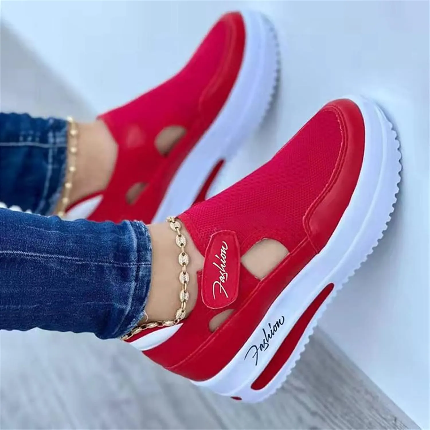 Lausiuoe Sneakers For Women Walking Shoes Comfortable Slip On Fashion Canvas Sneakers Casual Soft Non-Slip Flat Loafers