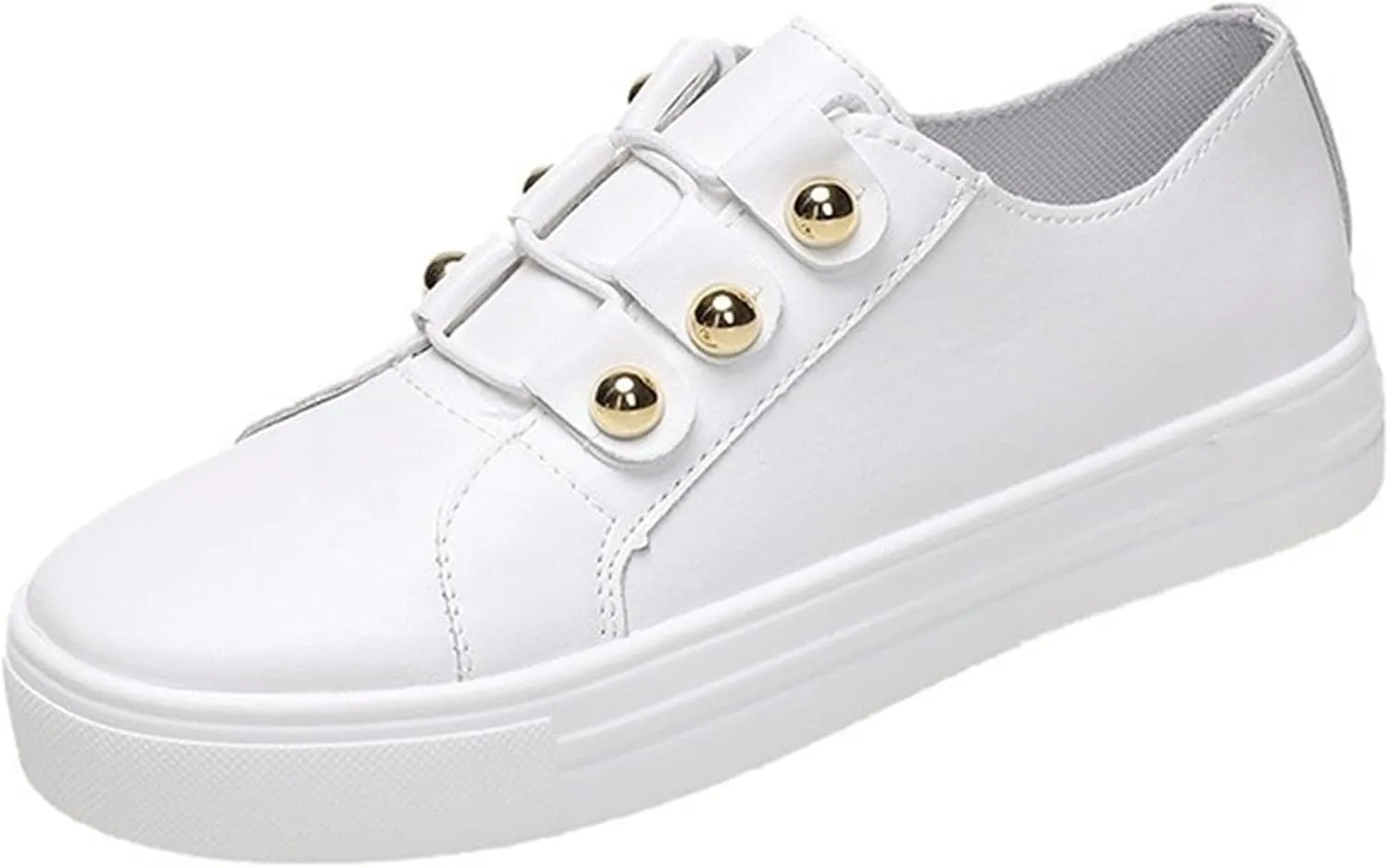 Lausiuoe Sneakers For Women Walking Shoes Wide Width Low Top Leather Sneakers Casual Fashion Comfortable Flat Loafers