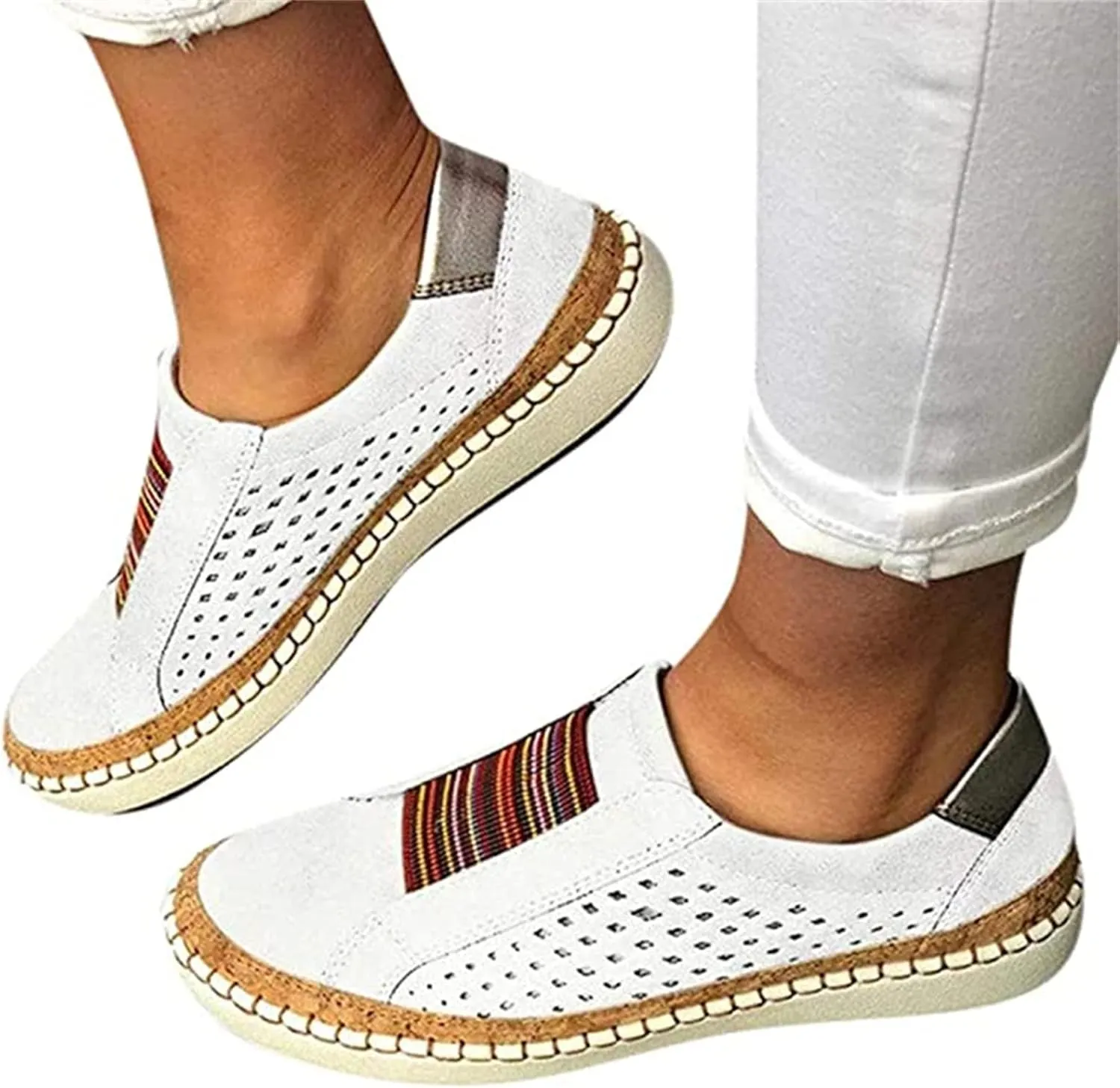 Lausiuoe Sneakers For Women Walking Shoes Wide Width Low Top Leather Sneakers Casual Fashion Comfortable Flat Loafers