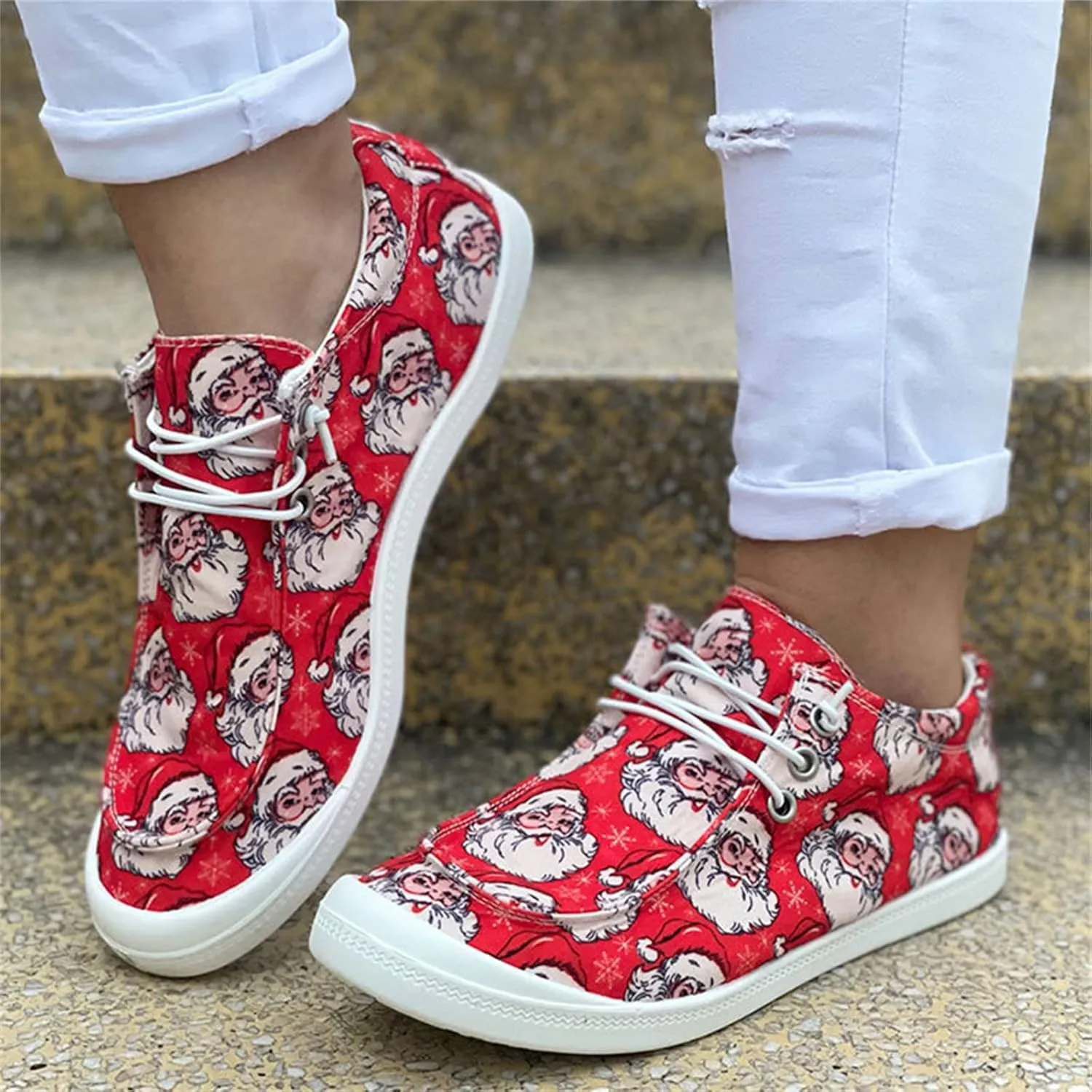 Lausiuoe Sneakers For Women Wide Width Comfortable Fashion Canvas Shoes Flat Sneakers Low Top Slip On Walking Loafers