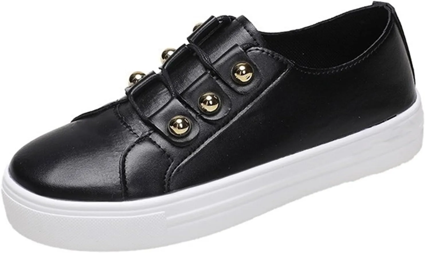 Lausiuoe Women's Fashion Sneakers Slip On Round Toe Lightweight Flat Shoes Casual Low Top Soft Comfort Walking Loafers