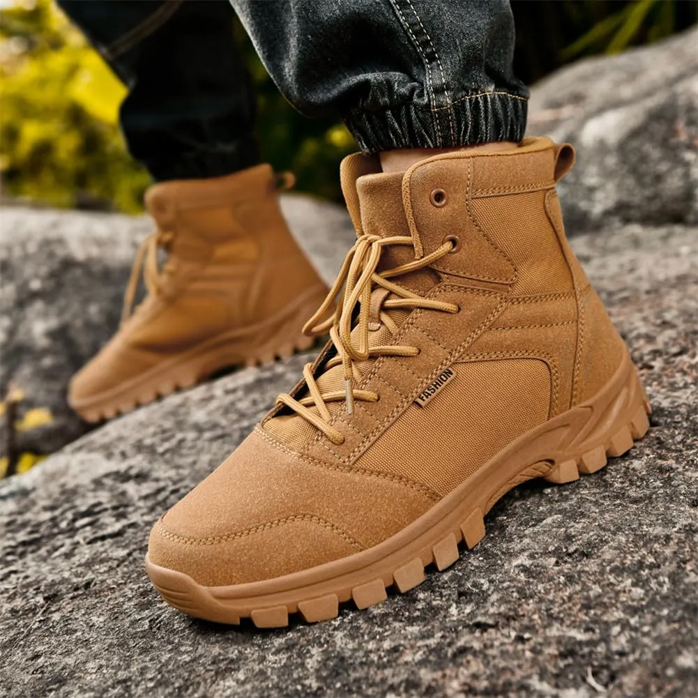 LEADER SHOW Men's Classic Desert Military Boots Lace Up Ankle High Top Casual Work Outdoor Hiking Shoes
