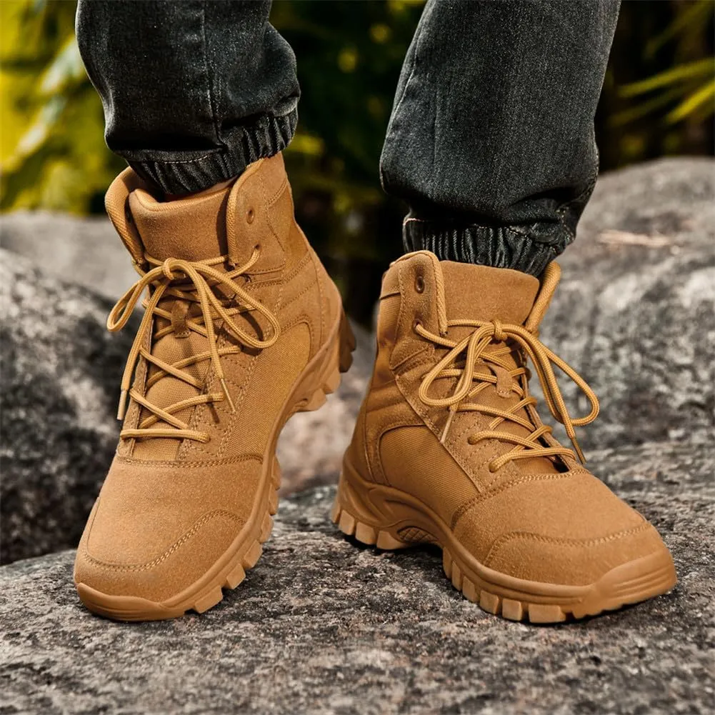 LEADER SHOW Men's Classic Desert Military Boots Lace Up Ankle High Top Casual Work Outdoor Hiking Shoes