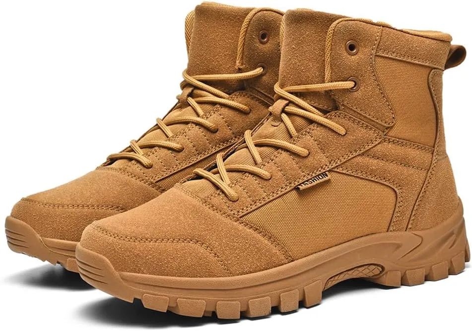 LEADER SHOW Men's Classic Desert Military Boots Lace Up Ankle High Top Casual Work Outdoor Hiking Shoes