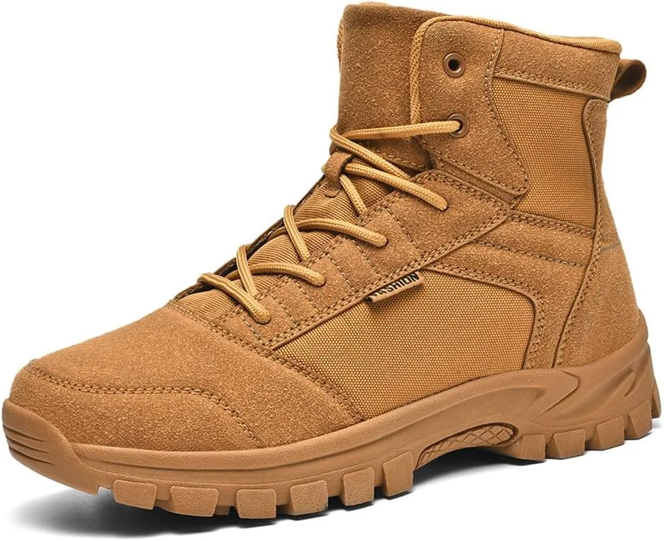 LEADER SHOW Men's Classic Desert Military Boots Lace Up Ankle High Top Casual Work Outdoor Hiking Shoes