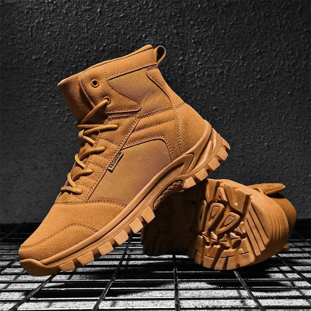 LEADER SHOW Men's Classic Desert Military Boots Lace Up Ankle High Top Casual Work Outdoor Hiking Shoes