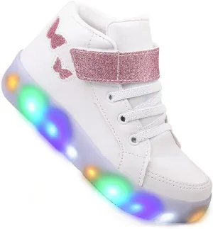 Light Children Sneakers with Flashing - LED Light for Boys and Girls Unisex (us_Footwear_Size_System, Big_Kid, Women, Numeric, Medium, Numeric_1_Point_5) White