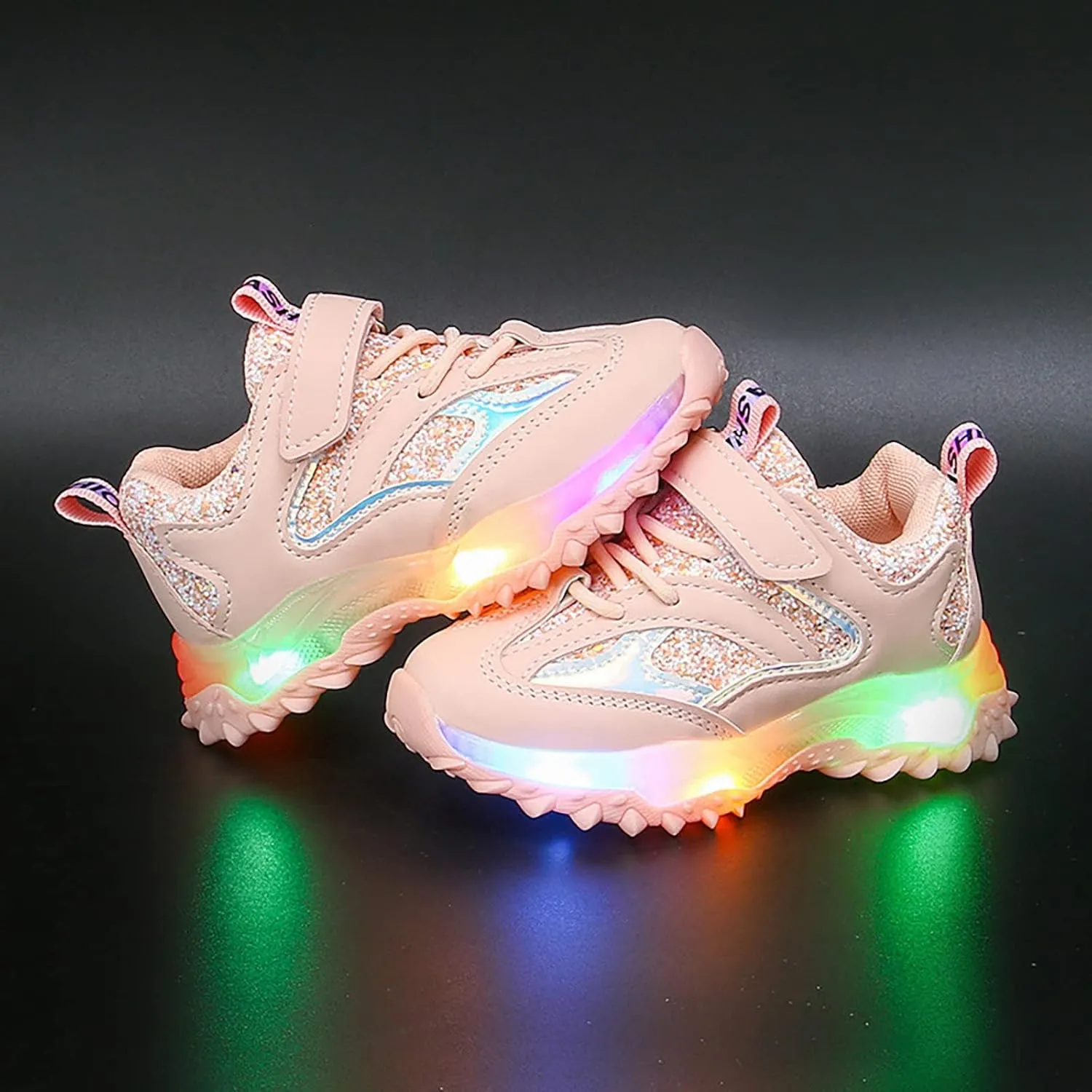 Light Up Non Slip Sneaker for Childrens Boys Girls Kids Soft Sole Breathable Sport Shoes Outdoor Running Cozy Shoes