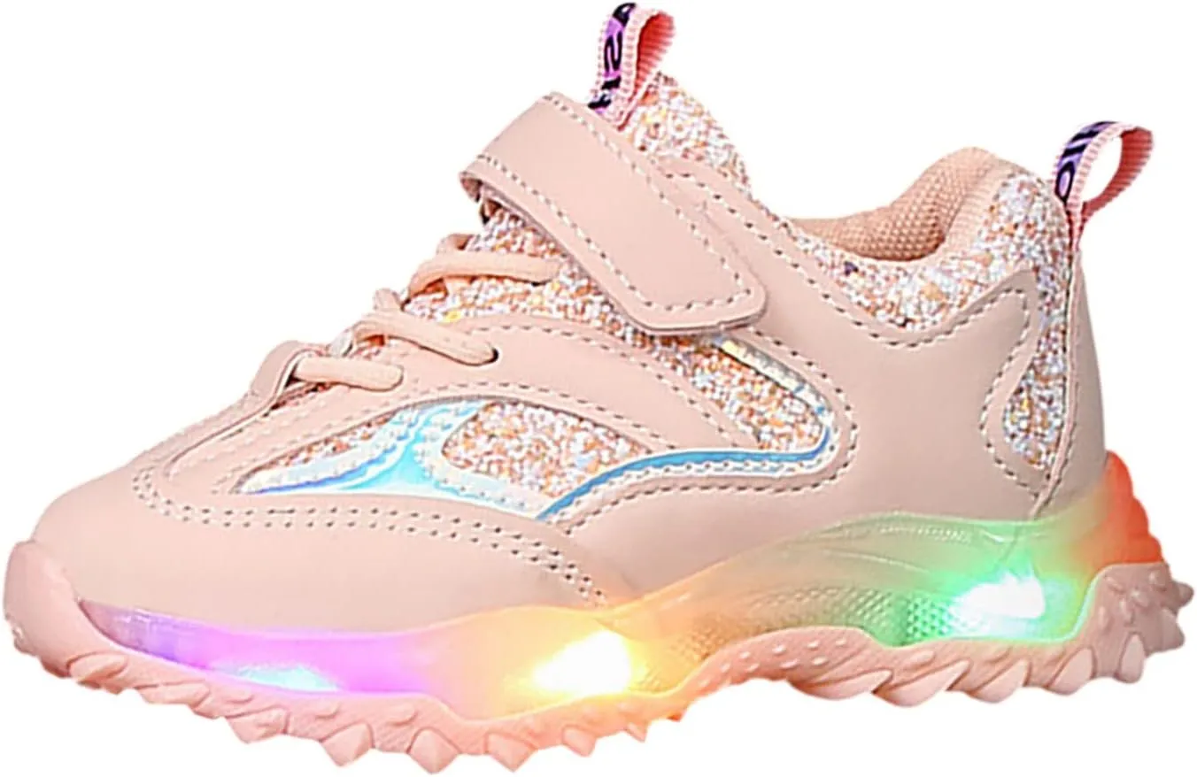 Light Up Non Slip Sneaker for Childrens Boys Girls Kids Soft Sole Breathable Sport Shoes Outdoor Running Cozy Shoes