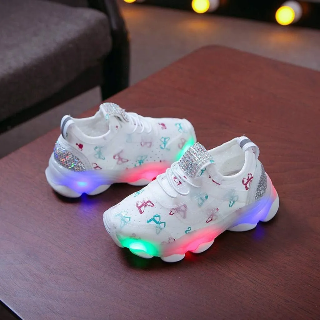 Light Up Shoes Boys Girls Kids Breathable Fashion Anti Slip Flashing Sneaker Athletic Running First Walking Shoes