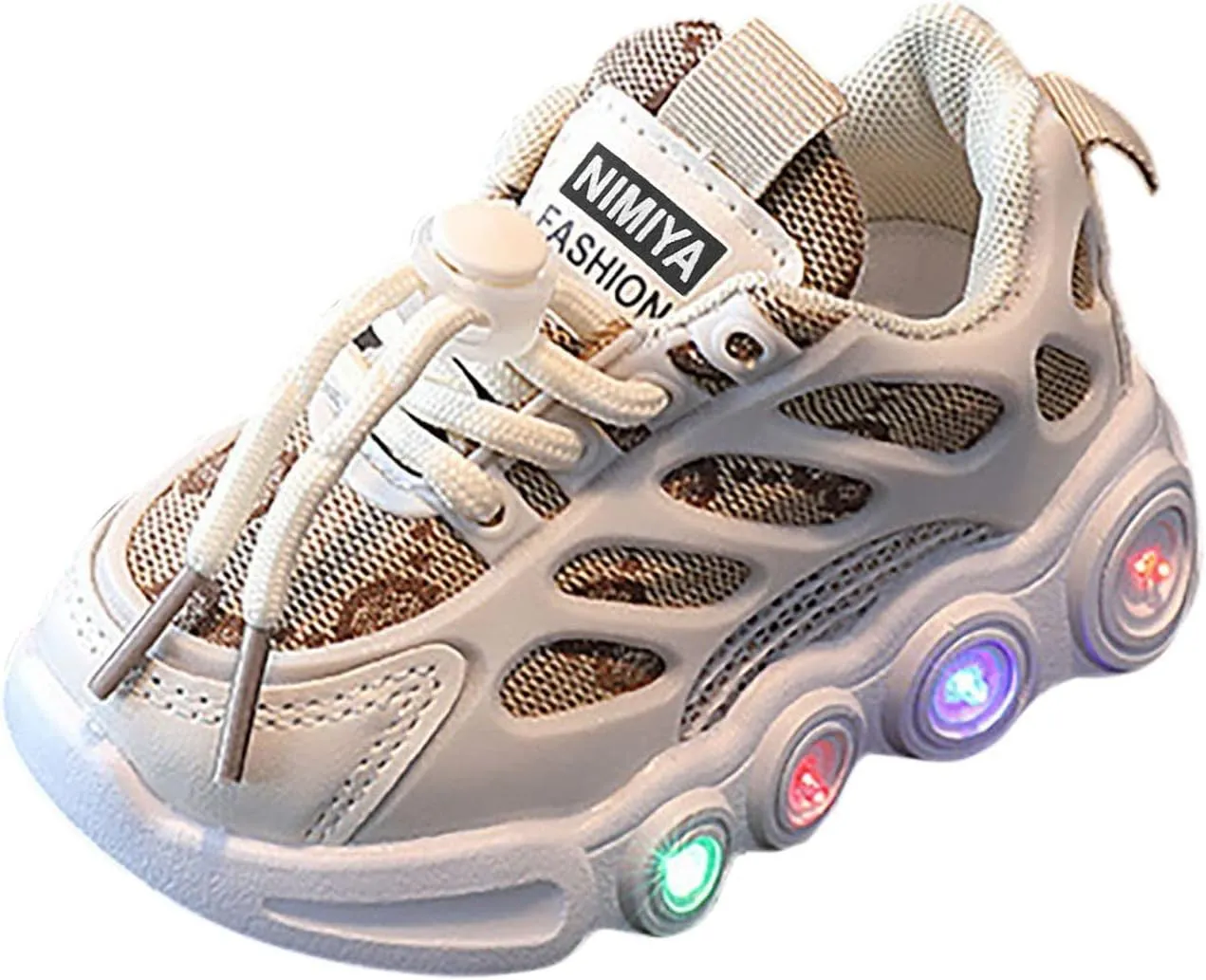 Light Up Shoes for Kids Fashion Adjustable Strap Lace-Up Athletic Sport Walking Sneakers for Little Boys Girls
