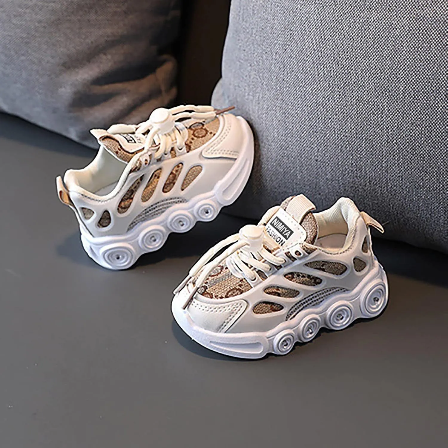 Light Up Shoes for Kids Fashion Adjustable Strap Lace-Up Athletic Sport Walking Sneakers for Little Boys Girls