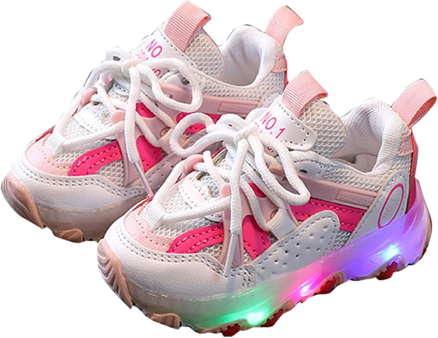 Light Up Shoes Toddler Girls Boys Little Kid Lightweight LED Flashing Glitter Mesh Breathable Girls High Tops Size 12