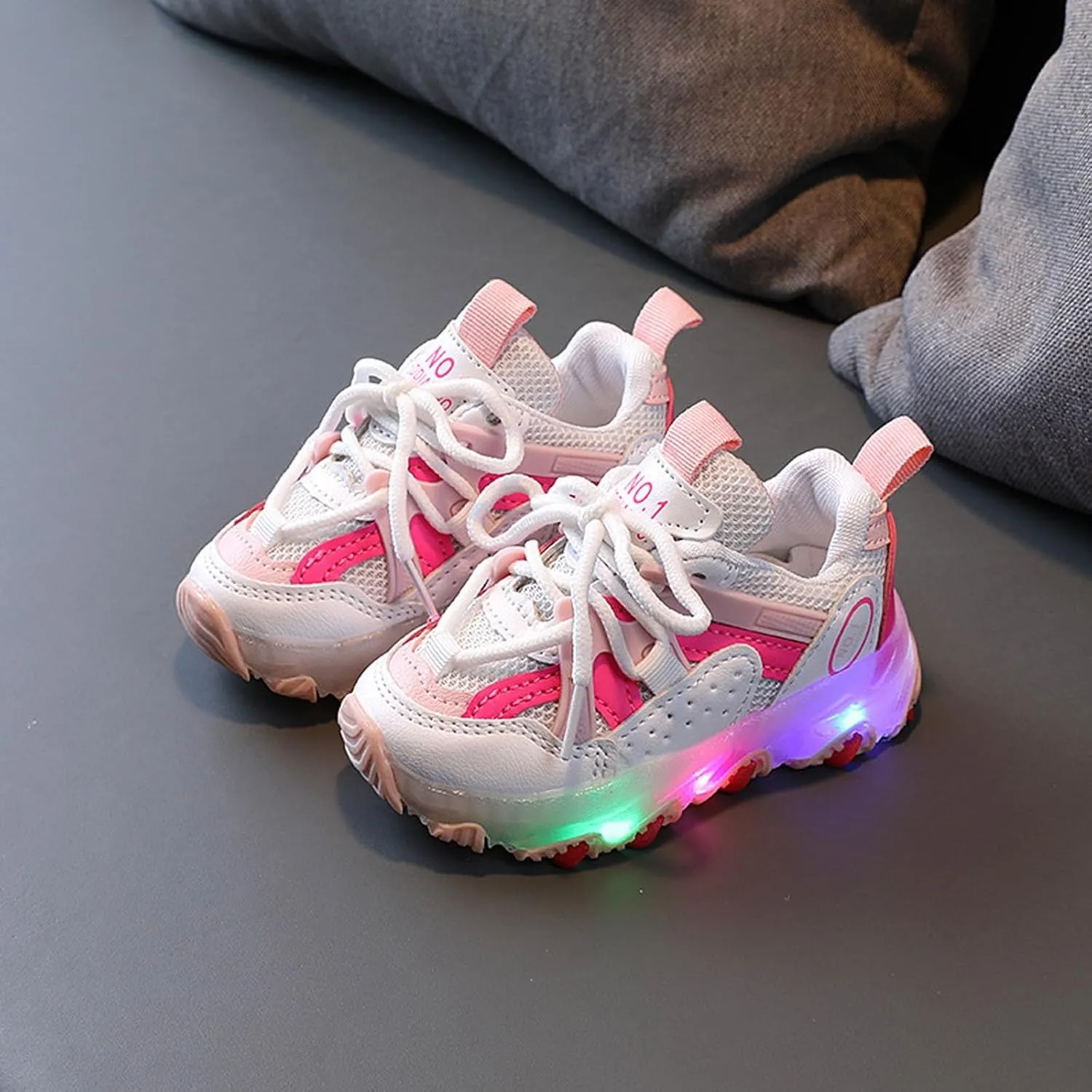 Light Up Shoes Toddler Girls Boys Little Kid Lightweight LED Flashing Glitter Mesh Breathable Girls High Tops Size 12