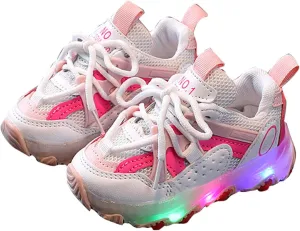 Light Up Shoes Toddler Girls Boys Little Kid Lightweight LED Flashing Glitter Mesh Breathable Girls High Tops Size 12