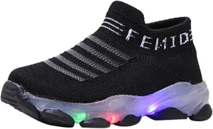 Light Up Sock Shoes for Boys Girls Toddler Mesh Flashing Sneakers Kids Breathable Sport Walking Running Shoes