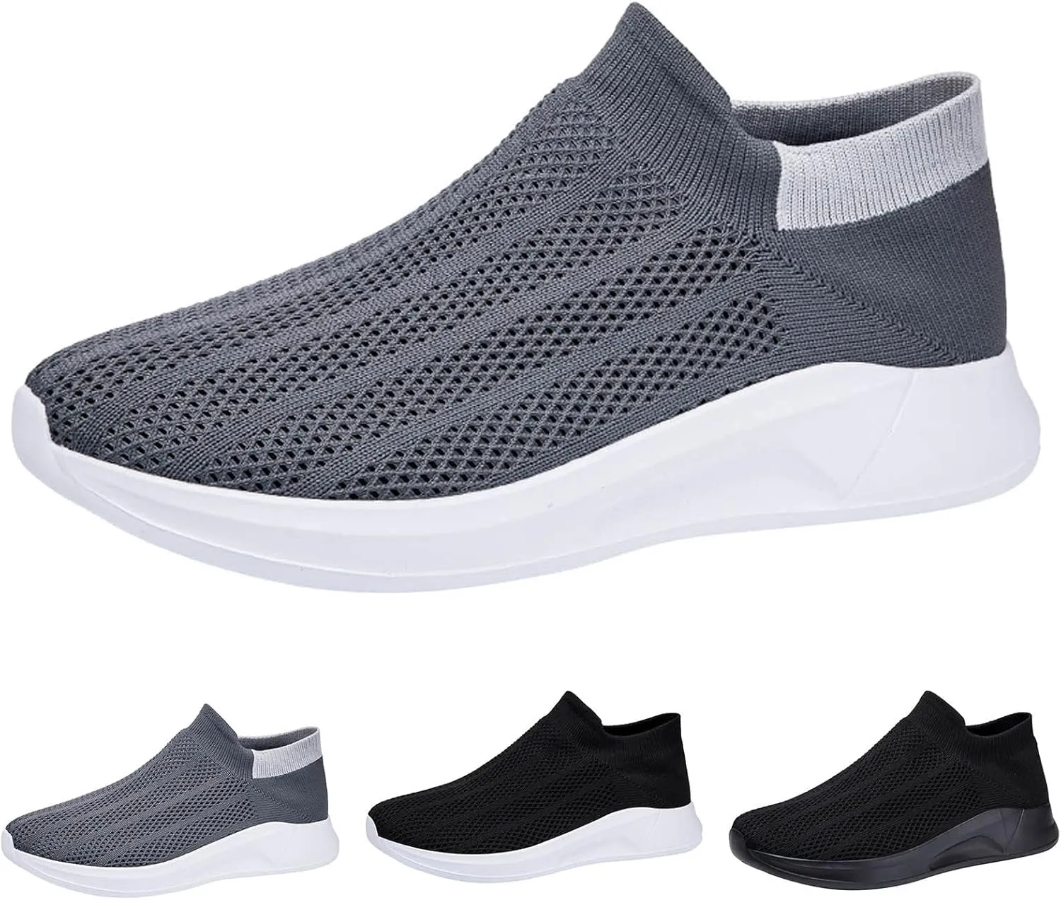 Lightweight Breathable Mesh Men's Shoes, Fashionable Slip on Sneakers with Arch Support for Spring/Summer Casual Wear, Ideal for Work and Weekend Outings Long Standing Men