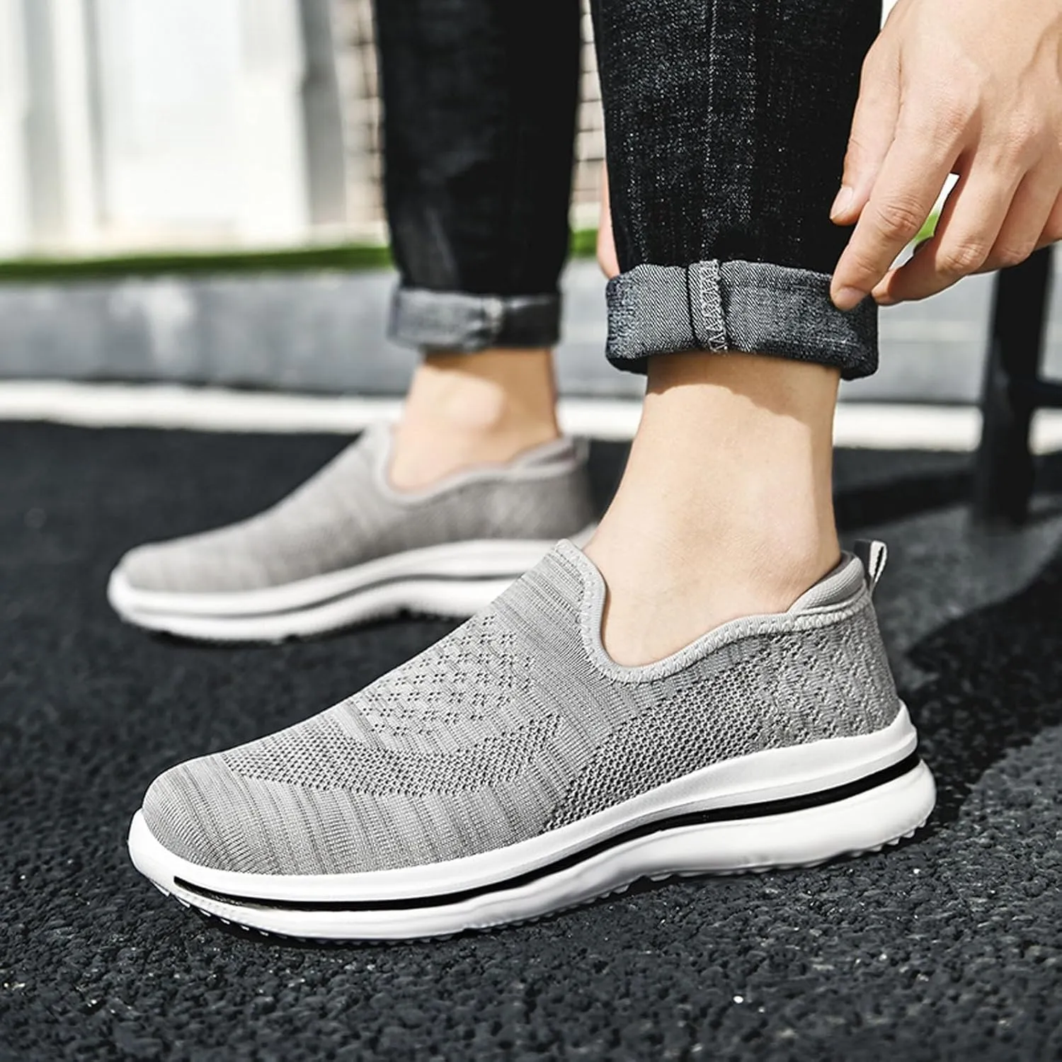 Lightweight Breathable Mesh Men's Shoes, Fashionable Sneakers for Spring/Summer Casual Wear, Ideal for Work and Weekend Outings Casual Socks Shoes Mens with Comfort Sole and Arch Support