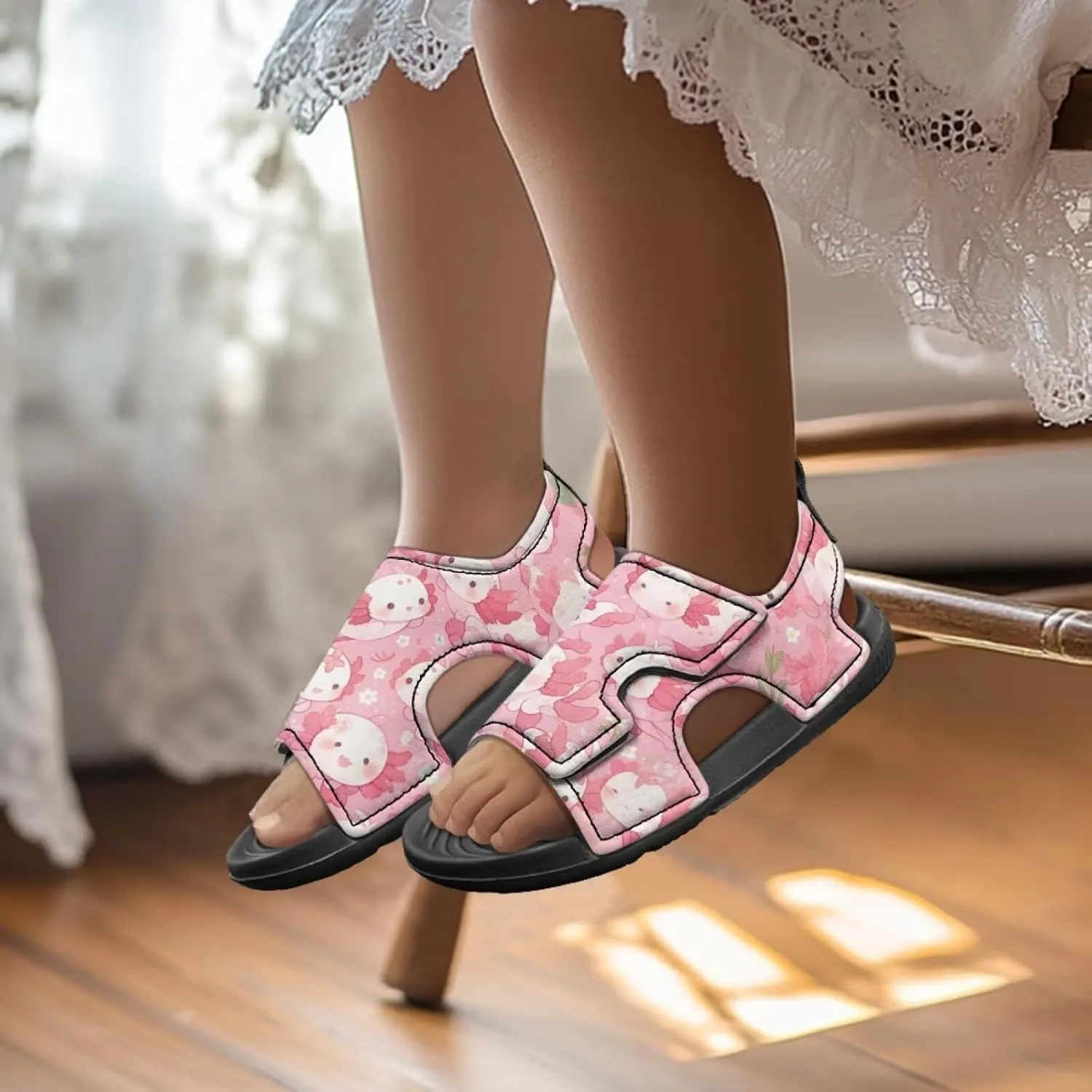 Little Girls Axolotl Star Sport Sandals Kids Toddler Causal Open Toe Outdoor Summer Shoes Hiking Water Sandals