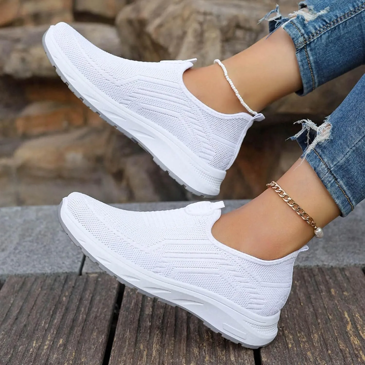 Loafers for Women Casual Women's Comfortable Lightweight Loafers Slip On Sneakers Flat Platform Sandals Women