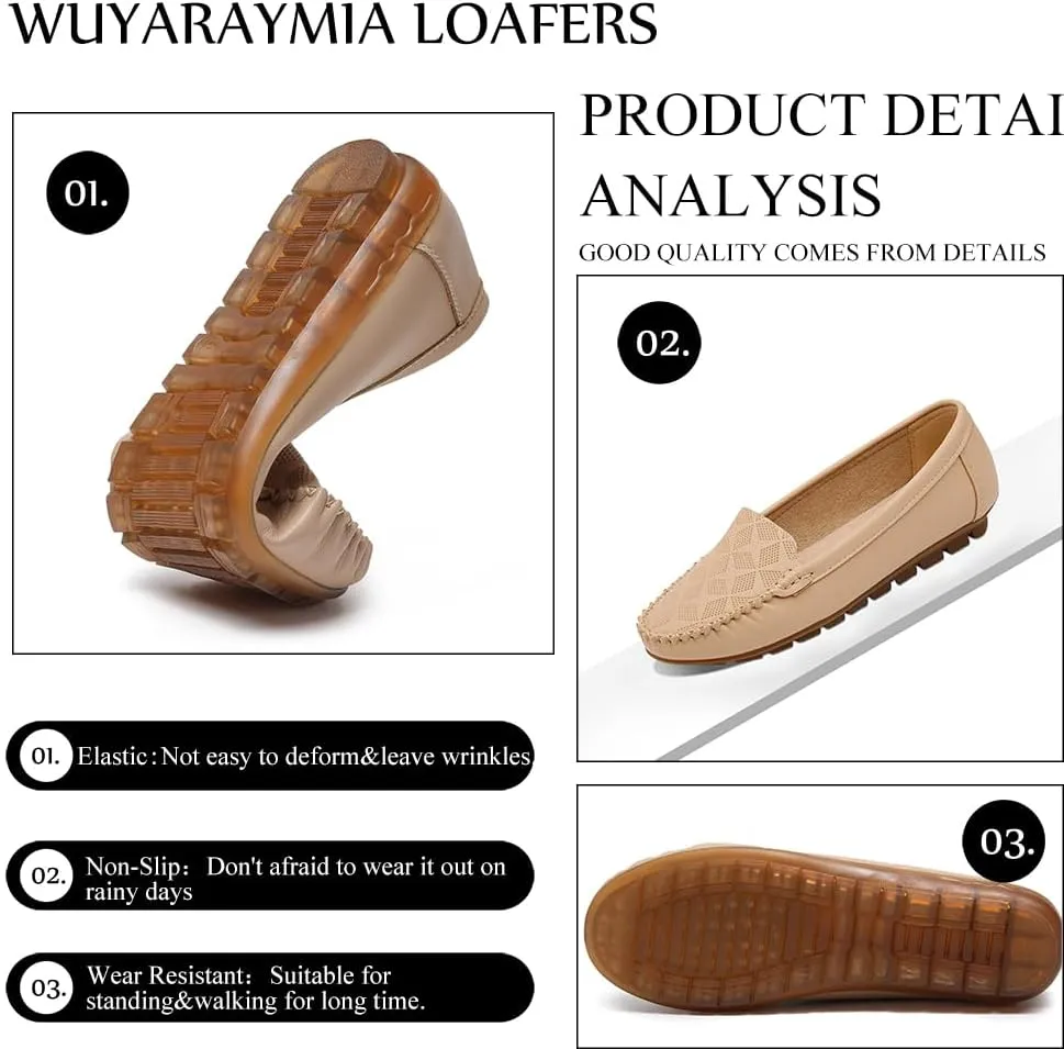Loafers for Women PU Leather Penny Women's Loafers&Slip-ons Soft Rubber Sole Shoes Standing for a Long time
