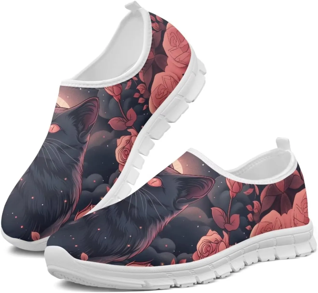 Low-Top Slip Ons Women's Casual Sneakers Non Slip Soft Loafers Comfortable Walking Shoe Fashion Sneakers White Sole Size 5.5-11.5