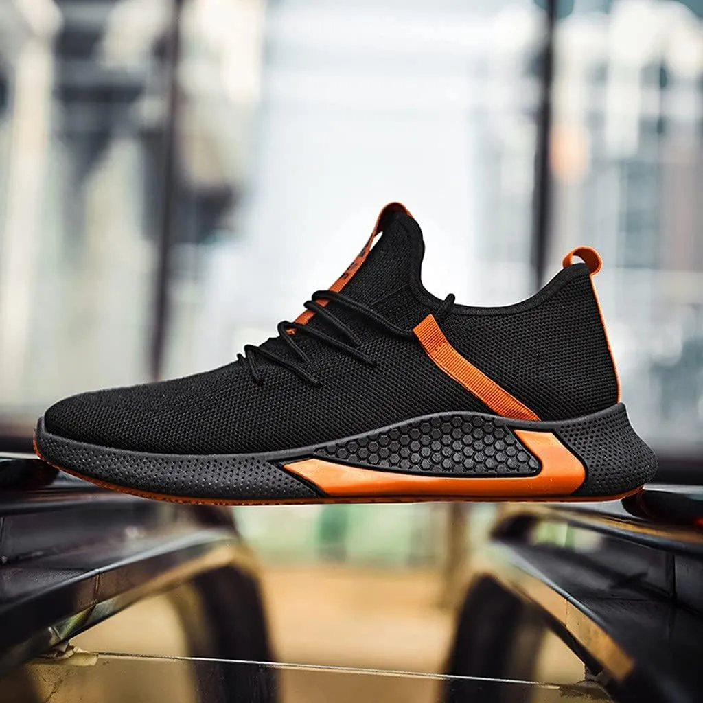 Men Fashion Sports Sneakers Mens Mid Top Lace Up Cushion Running Shoes Daily Work Shoes with Arch Support and Soft Sole Durable Lightweight Fitness Tennis Sneaker for Men