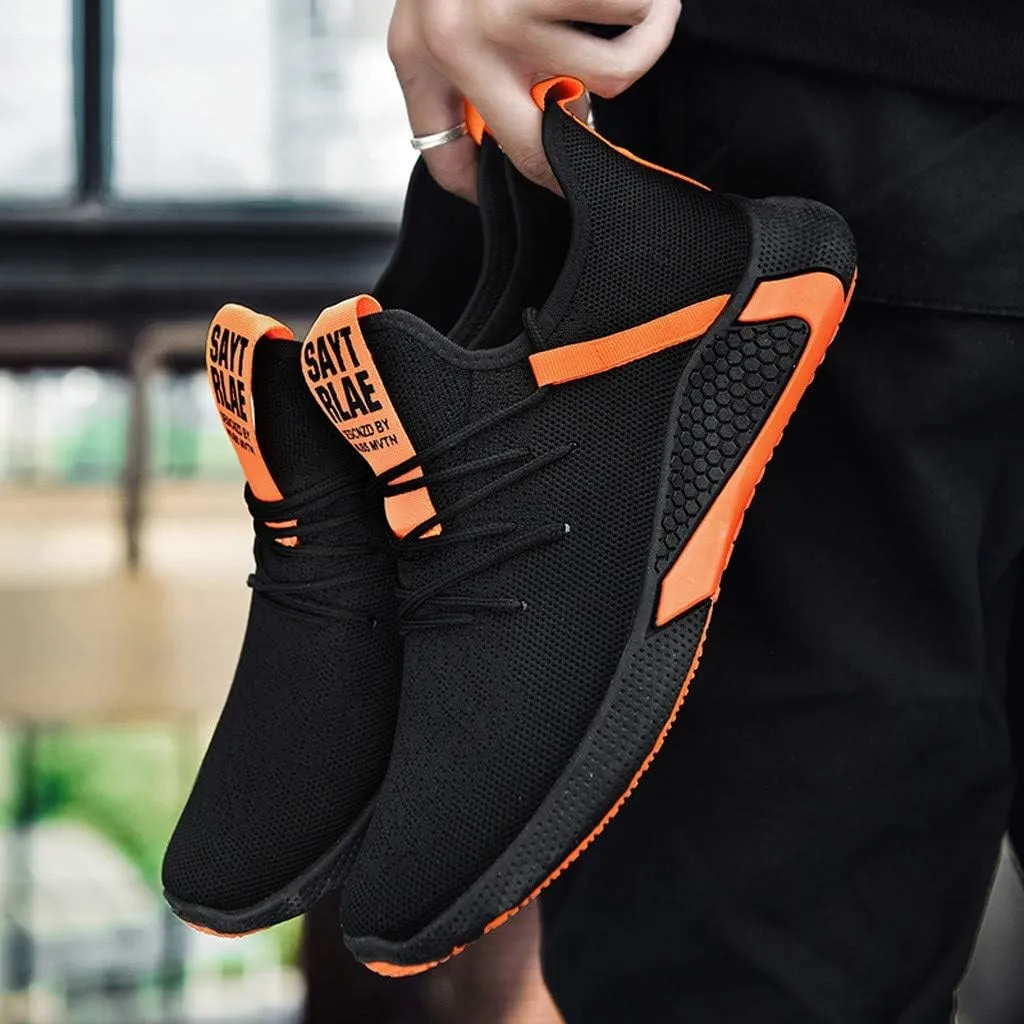 Men Fashion Sports Sneakers Mens Mid Top Lace Up Cushion Running Shoes Daily Work Shoes with Arch Support and Soft Sole Durable Lightweight Fitness Tennis Sneaker for Men