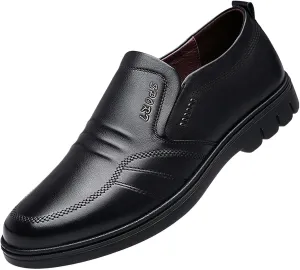 Men Leather Shoes Fashionable and Casual New Flat Bottomed Soft Sole Slip On Comfortable Slip On Casual Leather Shoes