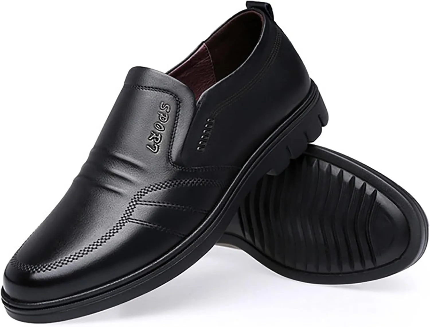 Men Leather Shoes Fashionable and Casual New Flat Bottomed Soft Sole Slip On Comfortable Slip On Casual Leather Shoes