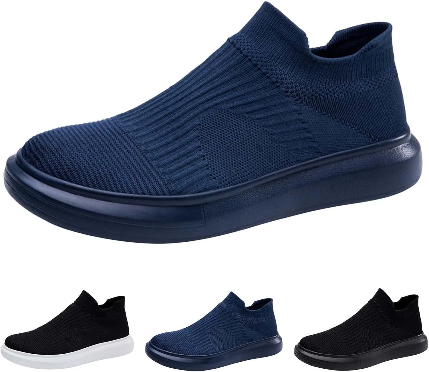 Men Slip on Walking Shoes Comfortable Memory Foam Breathable Lightweight Fashion Sneakers Non Slip Arch Support Vacation Training Gym Shoes Wide Width