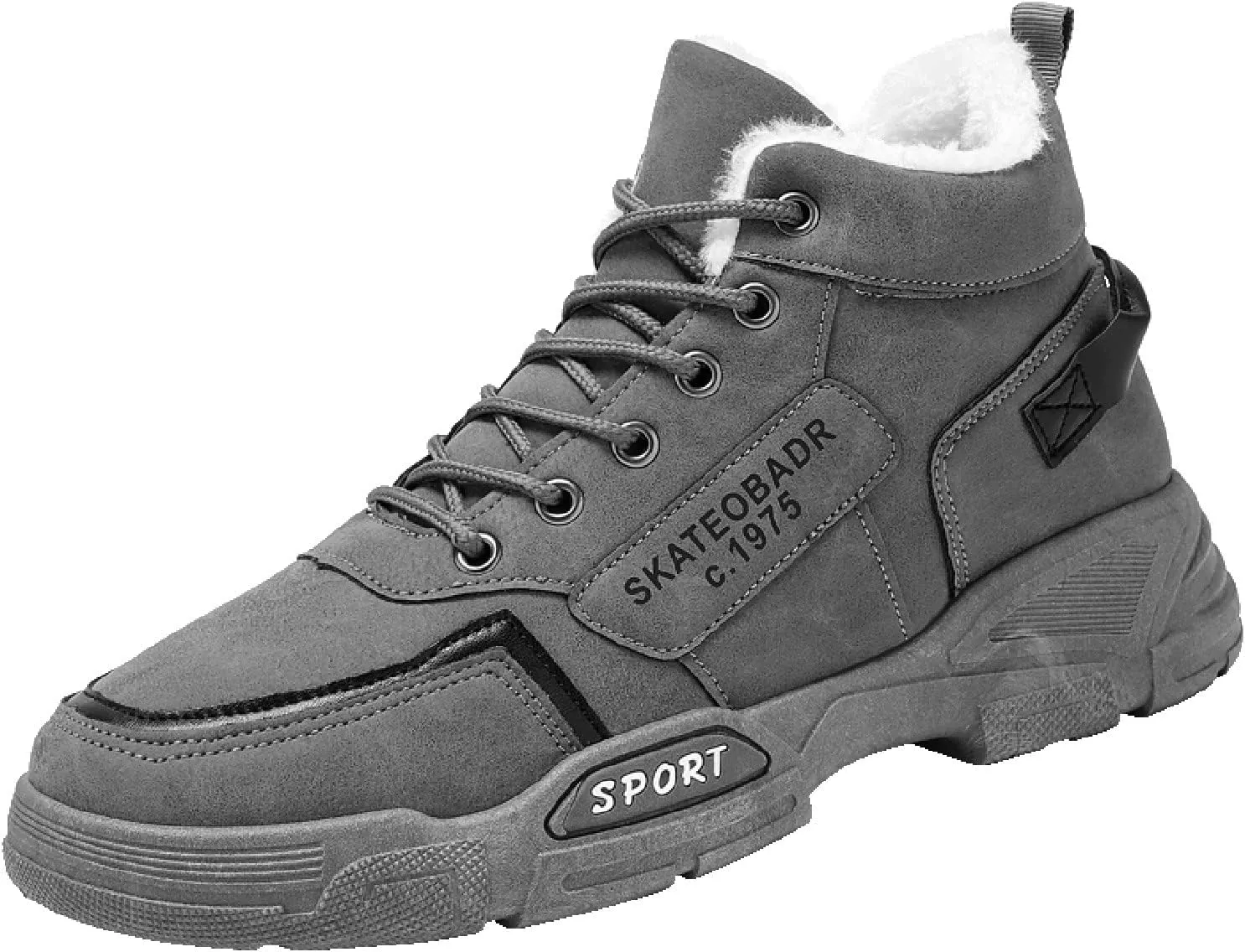 Men Slip on Walking Shoes Comfy Winter Warm Faux Furry Lined Hiking ShoesMemory Foam Breathable Mesh Fashion Sneakers Non Slip Arch Support Cushioning Athletic Running Shoes
