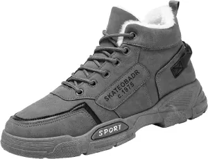 Men Slip on Walking Shoes Comfy Winter Warm Faux Furry Lined Hiking ShoesMemory Foam Breathable Mesh Fashion Sneakers Non Slip Arch Support Cushioning Athletic Running Shoes