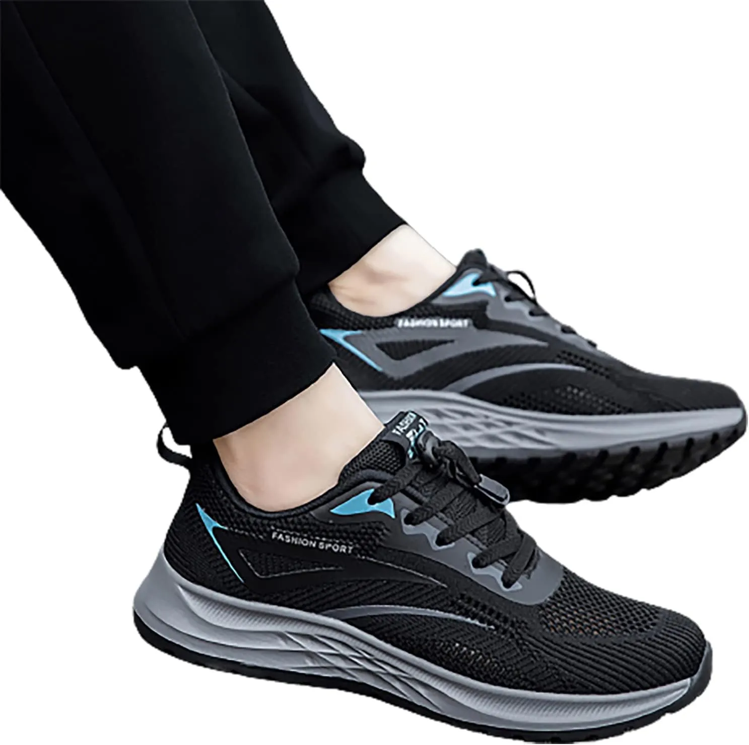 Mens Athletic Adjustable Lace Shoes Breathable Mesh Lightweight Comfortable Sneakers Non Slip Design for Running, Gym & Outdoor Activities Men's Spring and Summer Walking Shoes